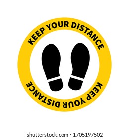 Social distancing. Footprint sign. Keep the 1-2 meter distance. Coronovirus epidemic protective. Vector illustration
