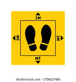 Social distancing. Footprint sign. Keep the 2 meter distance. Coronovirus epidemic protective. Vector illustration