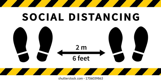 Social distancing. Footprint sign. Keep the 2 meter distance. Coronovirus epidemic protective. Vector illustration