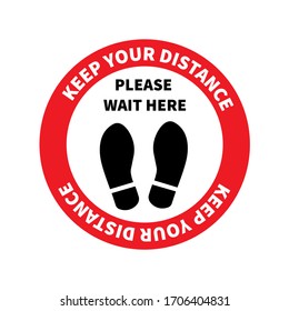 Social distancing. Footprint sign. Keep the 2 meter distance. Coronovirus epidemic protective. Vector illustration