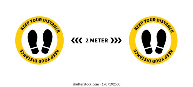 Social distancing. Footprint sign. Keep the 2 meter distance. Coronovirus epidemic protective. Vector illustration