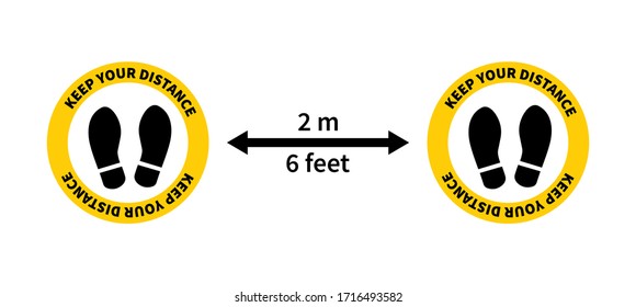 Social distancing. Footprint sign. Keep the 2 meter distance. Coronovirus epidemic protective. Vector illustration