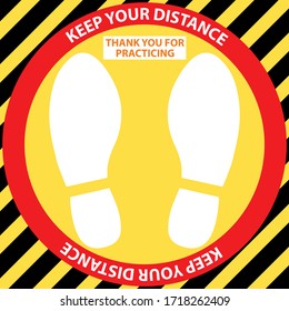 Social distancing. Footprint sign. Keep the 6 feet or 1-2 meter distance apart. Coronovirus epidemic protective. Vector illustration.