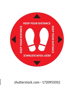 Social distancing. Footprint sign. Keep the 2 meter distance. Coronovirus epidemic protective. Vector illustration