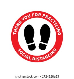 Social distancing. Footprint sign for stand in supermarket. Keep the 2 meter distance. Coronovirus epidemic protective. Vector illustration