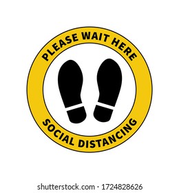 Social distancing. Footprint sign for stand in supermarket. Keep the 2 meter distance. Coronovirus epidemic protective. Vector illustration