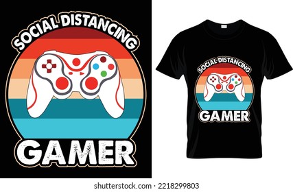 social distancing gamer t-shirt design.