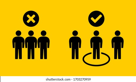 Social Distancing Group Of People Icon. Vector Image.