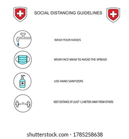 social distancing guidelines poster. vector illustration. Health protocol poster.