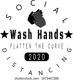 Social distancing and hand washing 2020 label