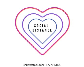 social distancing heart vector. Rope Heart.