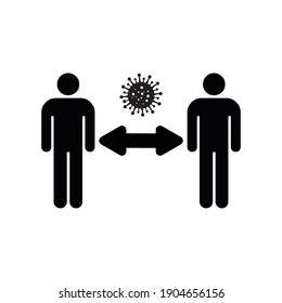 Icono de distanciamiento social. Negro. Ilustración del vector