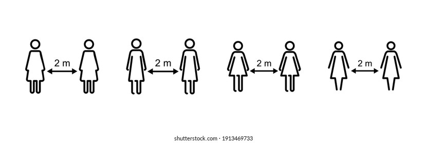Social distancing icon. social distance icon. self quarantine sign