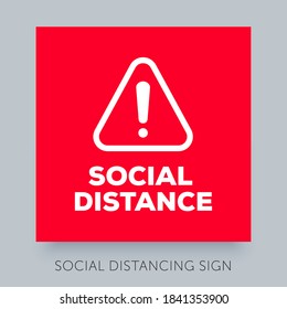 Social distancing icon. Exclamation mark sign. Simple flat coronavirus concept. Red danger symbol can be used during coronavirus covid19 outbreak prevention.