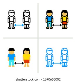 Social distancing icon. Graphic element illustration with different style on white background. Vector Illustration. 