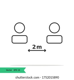Social Distancing Icon Illustration. Avoid Crowd Sign Symbol. Vector Line Icon EPS 10
