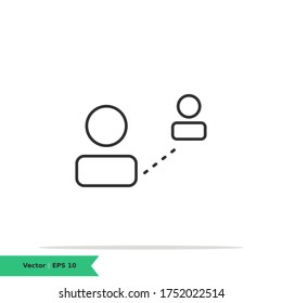 Ilustración del icono de distanciamiento social. Evitar el símbolo de la banda ancha. Icono de línea del vector EPS 10