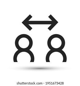 Social distancing icon. Isolated vector distance symbol. Simple pictogram for mobile concept and web apps. Vector line icon isolated on a white background.