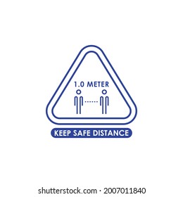 Social distancing icon. Keep the 1 meter distance. Avoid crowds. Coronovirus epidemic protective. Vector illustration. Stop Covid-19. Stay safe. 