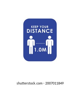 Social distancing icon. Keep the 1 meter distance. Avoid crowds. Coronovirus epidemic protective. Vector illustration. Stop Covid-19. Stay safe. 