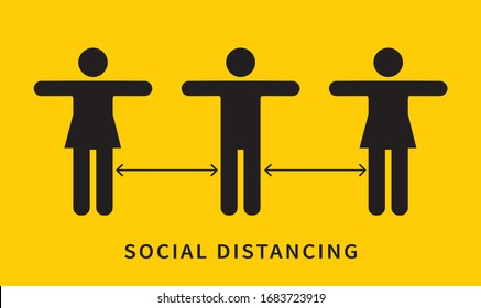 Social distancing icon. Keep the 1-2 meter distance. Coronovirus epidemic protective. Vector illustration