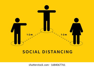 Social distancing icon. Keep the 1-2 meter distance. Coronovirus epidemic protective. Vector illustration