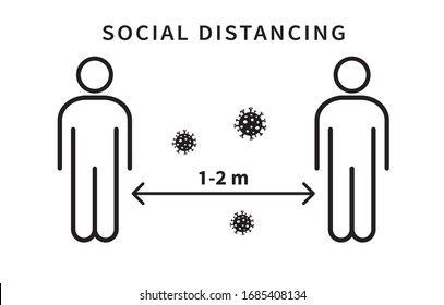 Social distancing icon. Keep the 1-2 meter distance. Coronovirus epidemic protective. Vector illustration