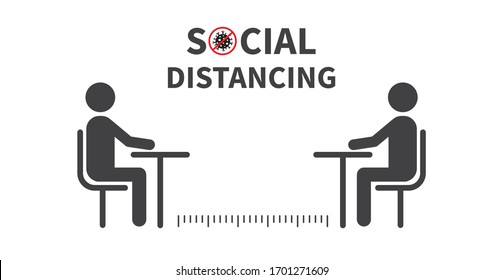 Social distancing icon. Keep the 1-2 meter distance. Coronovirus epidemic protective. Vector illustration