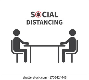Social distancing icon. Keep the 1-2 meter distance. Coronovirus epidemic protective. Vector illustration