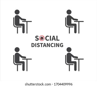 Social distancing icon. Keep the 1-2 meter distance. Coronovirus epidemic protective. Vector illustration