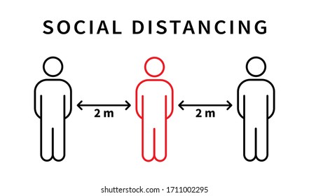 Social distancing icon. Keep the 1-2 meter distance. Coronovirus epidemic protective. Vector illustration