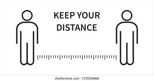 Social distancing icon. Keep the 1-2 meter distance. Coronovirus epidemic protective. Vector illustration
