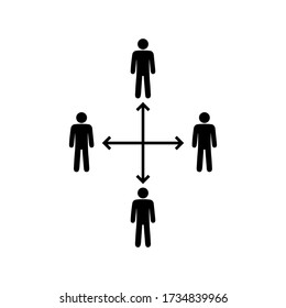 Social distancing icon. Keep the 1-2 meter distance. Coronavirus epidemic protective. Vector illustration on blank background