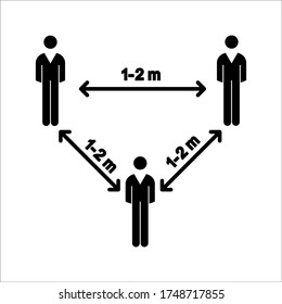Social distancing icon. Keep the 1-2 meter distance. Coronovirus epidemic protective.
