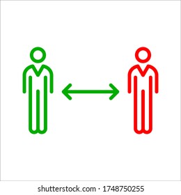 Social distancing icon. Keep the 1-2 meter distance. Coronovirus epidemic protective. color ediatble.