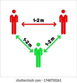 Social distancing icon. Keep the 1-2 meter distance. Coronovirus epidemic protective. color ediatble.