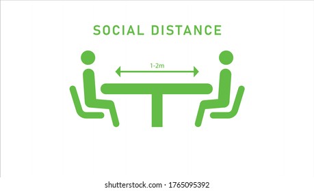 Social distancing icon. Keep the 1-2 meter distance. Coronovirus epidemic protective. Vector illustration