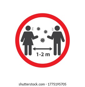 Social distancing icon. Keep the 1-2 meter distance. Coronovirus epidemic protective. Vector illustration