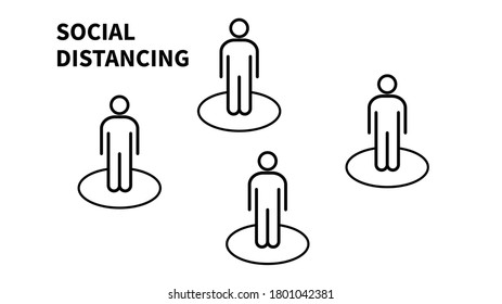 Social distancing icon. Keep the 1-2 meter distance. Coronovirus epidemic protective. Vector illustration