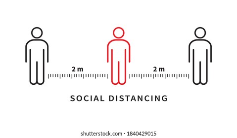 Social distancing icon. Keep the 1-2 meter distance. Coronovirus epidemic protective. Vector illustration