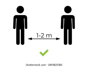 Social distancing icon. Keep the 1-2 meter distance. Steps to protect yourself. Can be used during coronavirus covid-19 outbreak prevention. Vector illustration. Coronavirus.