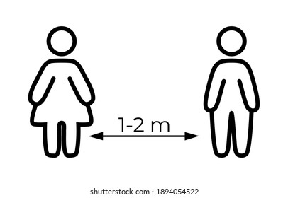Social distancing icon. Keep 1-2 meter distance. Steps to protect yourself. Can be used during coronavirus COVID-19 outbreak prevention. Vector illustration. Coronavirus.