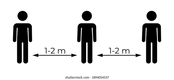 Social distancing icon. Keep 1-2 meter distance. Steps to protect yourself. Can be used during coronavirus COVID-19 outbreak prevention. Vector illustration. Coronavirus.