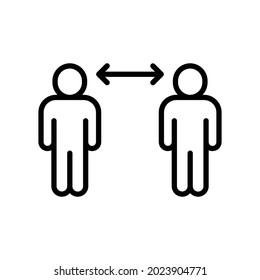 Icono de distanciamiento social. Mantenga la distancia de 1 a 2 metros. Prevención, seguridad, aislamiento de personas del coronavirus.