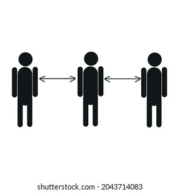 Social distancing icon. Keep the 1-2 meter distance. Coronavirus epidemic protective. Vector illustration