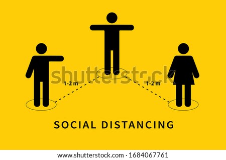 Social distancing icon. Keep the 1-2 meter distance. Coronovirus epidemic protective. Vector illustration