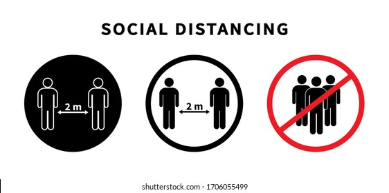 Social Distancing Icon. Keep The 2 Meter Distance. Avoid Crowds. Coronovirus Epidemic Protective. Vector Illustration