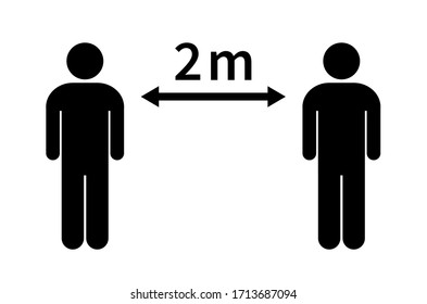 Social distancing icon. Keep the 2 meter distance. Coronovirus epidemic protective. New normal concept. Vector illustration