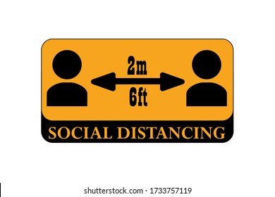 Icono de distanciamiento social. Mantenga la distancia de 2 metros (6 pies). Protección contra la propagación del coronavirus (covid - 19). Medidas preventivas. Pasos para protegerse. Ilustración vectorial. EPS10
