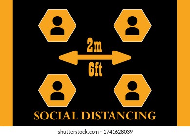 Social distancing icon. Keep the 2 meter (6 ft) distance. Protection against the spread of coronavirus (covid - 19). Preventive measures. Steps to protect yourself. Vector illustration. EPS10